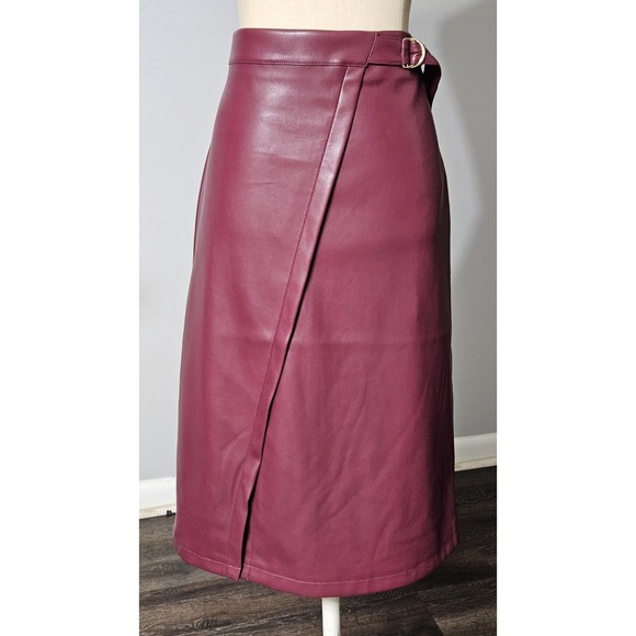 Marc New York Dresses & Skirts - Marc New York Women Burgandy Faux Leather Midi Skirt Size XS